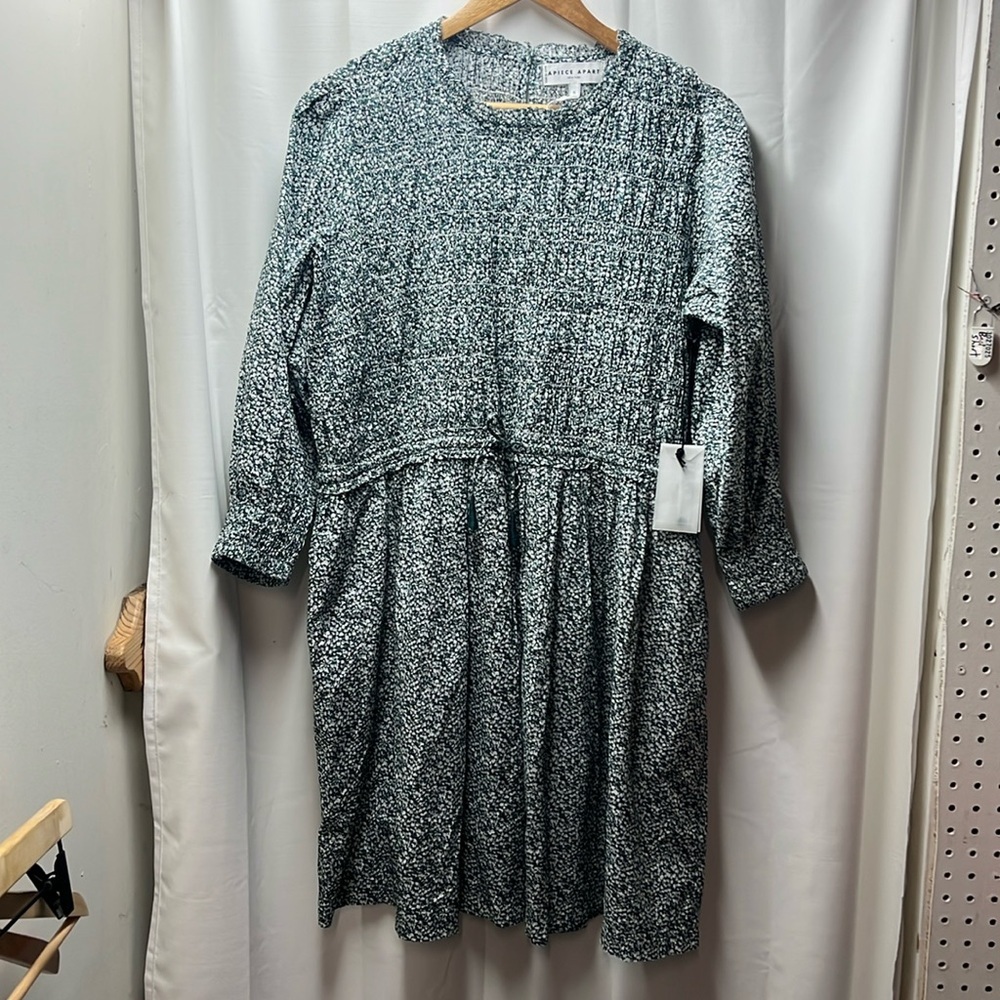 Apiece Apart Green White Floral Adsea Aldea Smocked Mini- XL